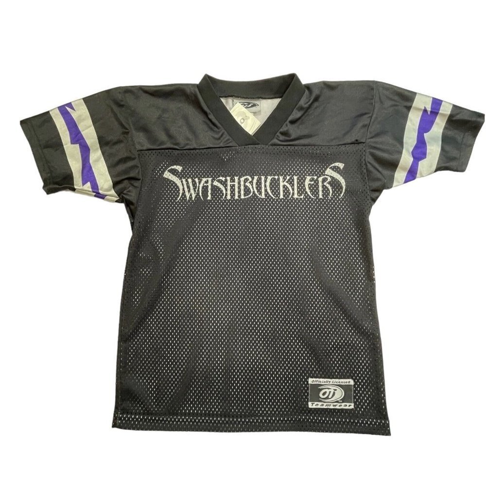 OT SPORTS "Swashbucklers" Team Jerseys Youth Medium 8-10 Black Mesh Football NWT